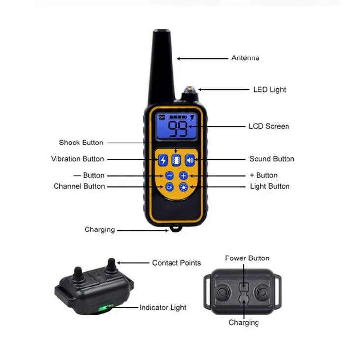 Collier Électrique Anti-Aboiement pour Chien, Étanche, avec Télécommande, Rechargeable, Dispositif de Toutes Tailles