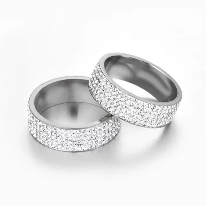 Bague en acier de Style rétro Vintage pour femmes, 5 rangées de bijoux en cristal clair, bagues de fiançailles et de mariage en acier inoxydable, offre spéciale