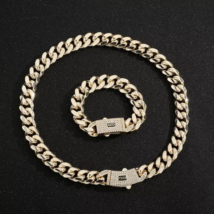 Ensemble Bracelet et Collier Chaîne Vct Monaco Fermoir S 4N/14N Bijoux de Mode pour Hommes et Femmes