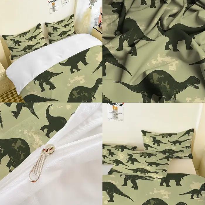 Parure de lit dinosaure dessin animé 3D, housse de couette, double, Queen Size, taie d'oreiller, sans drap, pour enfants et adultes, cadeaux pour la maison