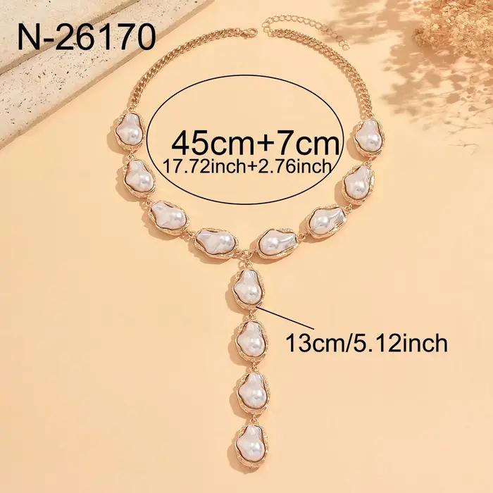 Collier ras du cou baroque en fausses perles, style vintage, longue chaîne en Y, irrégulier, ajustable, bijou fantaisie pour femme