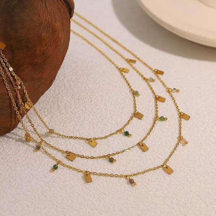 WILD & FREE Exquis femmes en acier inoxydable collier verre cristal charme élégant bijoux 18k plaqué or imperméable