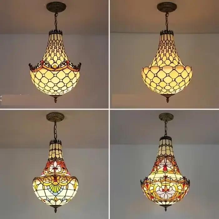 Lampe suspendue de Style Tiffany, vitrail Vintage méditerranéen, lampe de luxe, salon romantique, décoration de Restaurant
