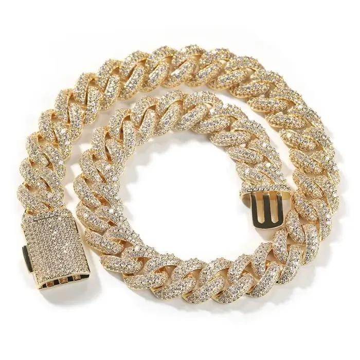 Uwin Collier Chaîne Cubaine Miami Bubbles Lourde 18mm et Bracelet Entièrement Micro-Pavé de Zircone Cubique, Bijoux Hip-Hop Tendance