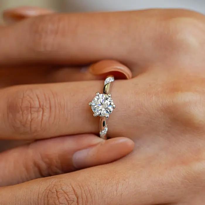 BIChain-Bague Moissanite en argent regardé 925 pour femme, style classique, 1carat, forme ronde, bijoux fins, mariage, fiançailles, X, ST Cocktail