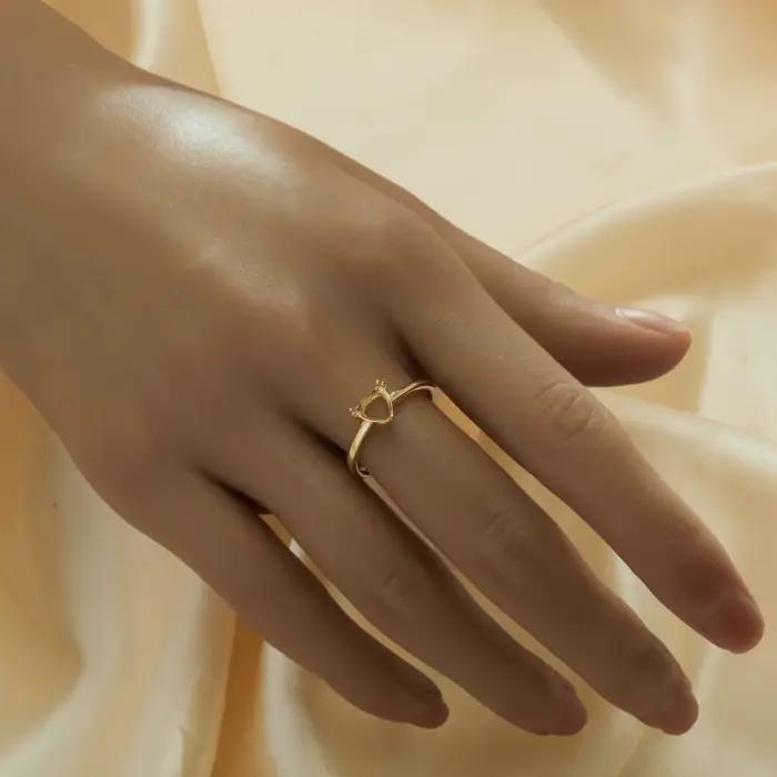 Paramètres de bague à griffes triangulaires, bague plaquée or rose en argent sterling 925 massif, bague triangulaire minimaliste, fournitures de bague de bricolage 1295067