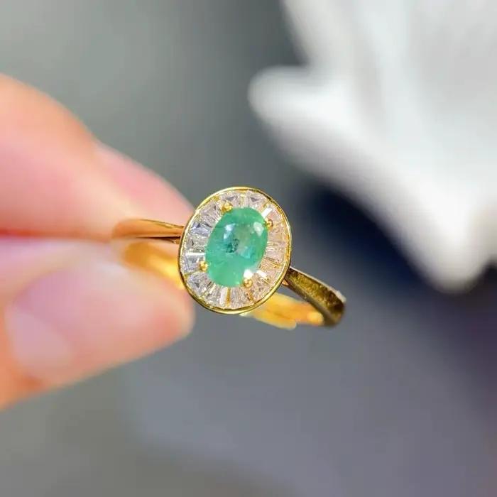 Bague saphir jaune au design classique, bague émeraude naturelle 4x6mm, saphir véritable, bijoux en argent 925 avec certificat