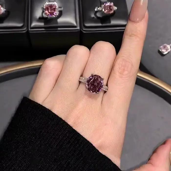 Bagues en pierres précieuses violettes raisin pour femmes, bague de style doux de haute qualité, réglable, exquise, bijoux fins de mariage, cadeau
