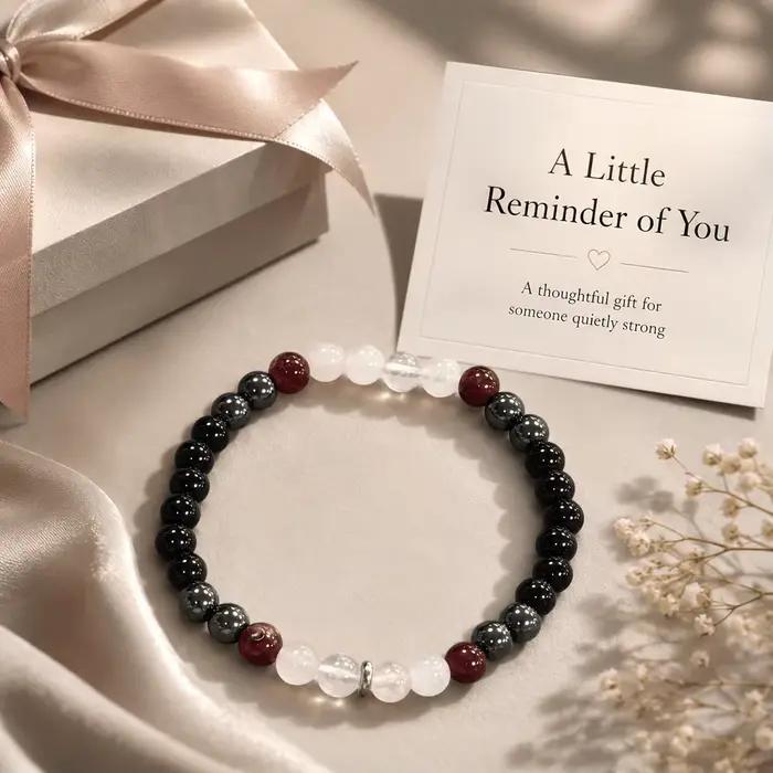 Bracelet de perles rondes noires et roses, bracelet élastique avec accent bordeaux, bijoux perlés simples et brillants, cadeau pour amis, couples, famille