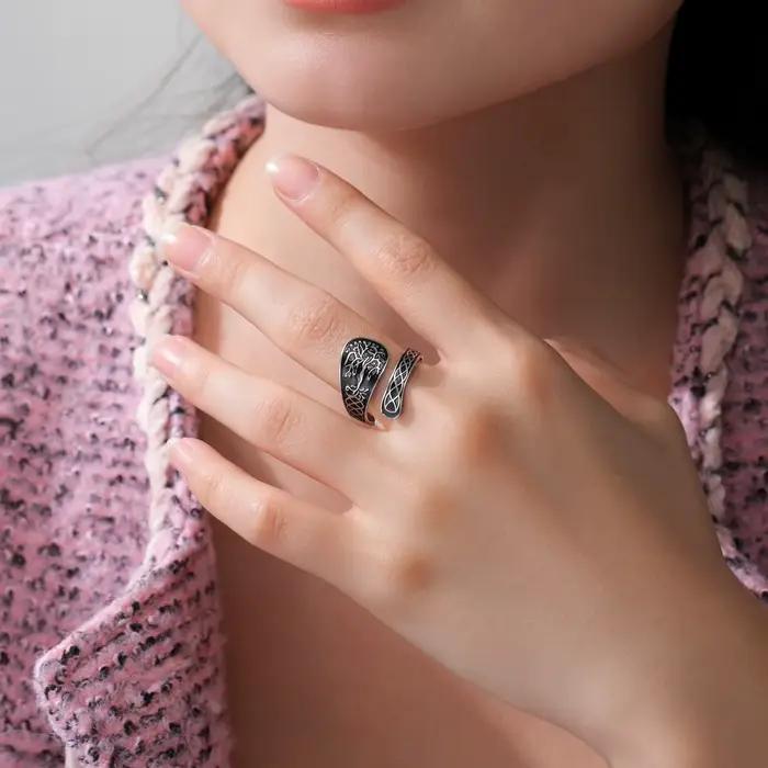 LIKGREAT – bague arbre de vie pour femmes et hommes, taille réglable, bande ouverte, guérison spirituelle, bijoux en acier inoxydable, cadeau Boho Hippie