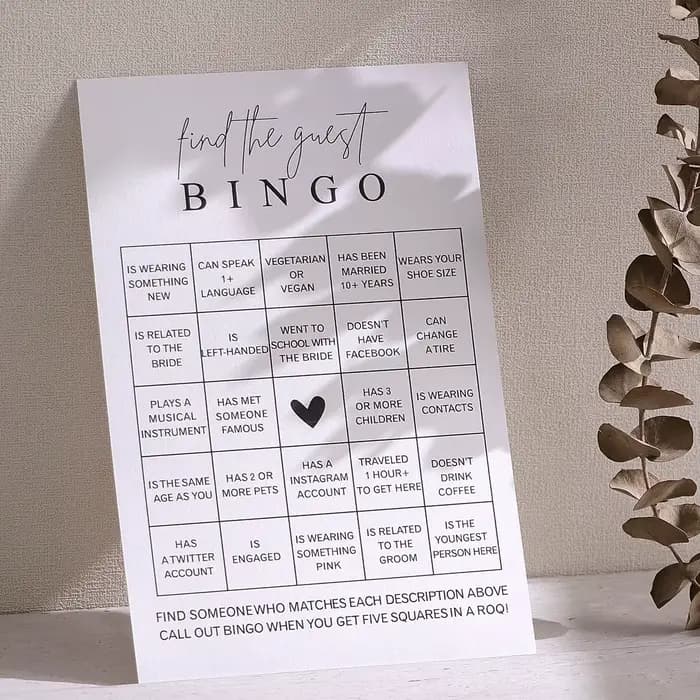 Jeu de bingo Find Your Guest, 10/20 pièces, 10 cartes, activité amusante, douche de patients, décorations de mariage, réentendre