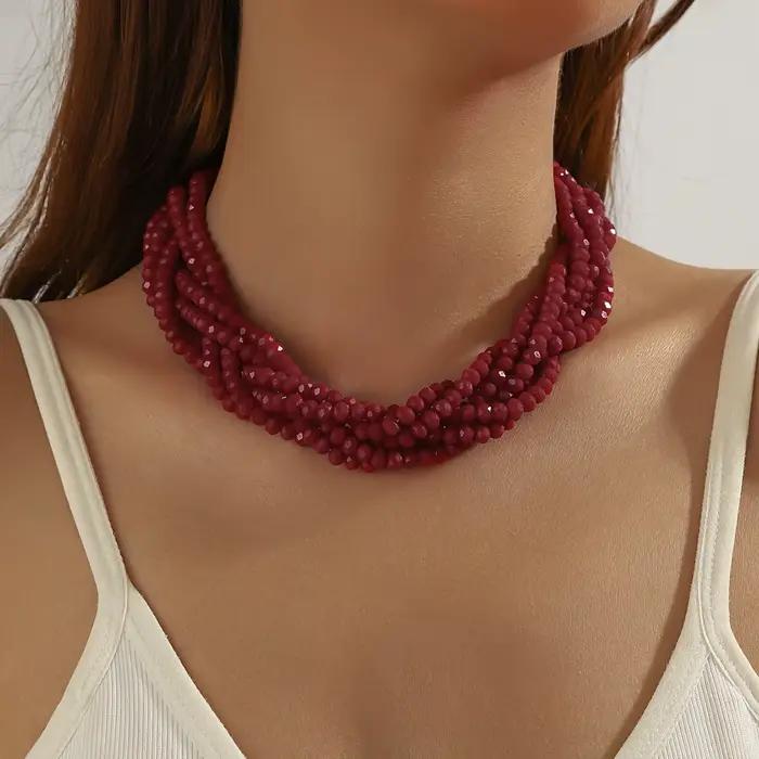 Collier de perles de verre multicouches fait à la main pour femmes, nouvelle tendance, tribu ethnique Boho, perles de couleur unie, bijoux cadeau