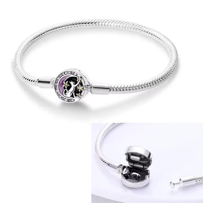 Bracelet en argent Disney, Original, feuille, trèfle, papillon, cœur, adapté pour la fabrication de pendentifs, perles, bijoux à la mode pour femmes