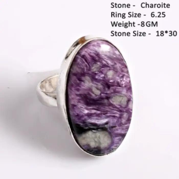 Bague en Amazonite, Agate, Charoite, Labradorite, Ambre et Améthyste authentiques, taille inférieure à 8