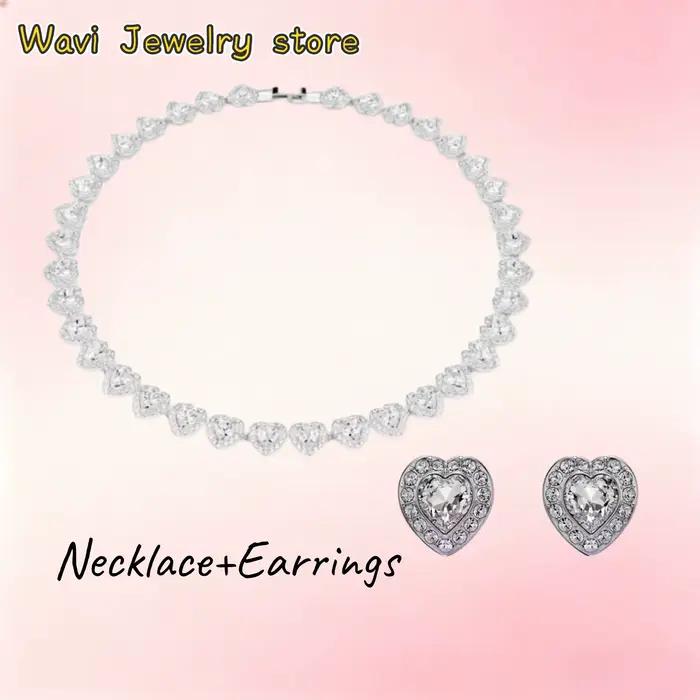 Nouvel ensemble de bijoux en zircon rond très vendu, ensemble de bijoux personnalisé classique, polyvalent et romantique, idéal pour un cadeau