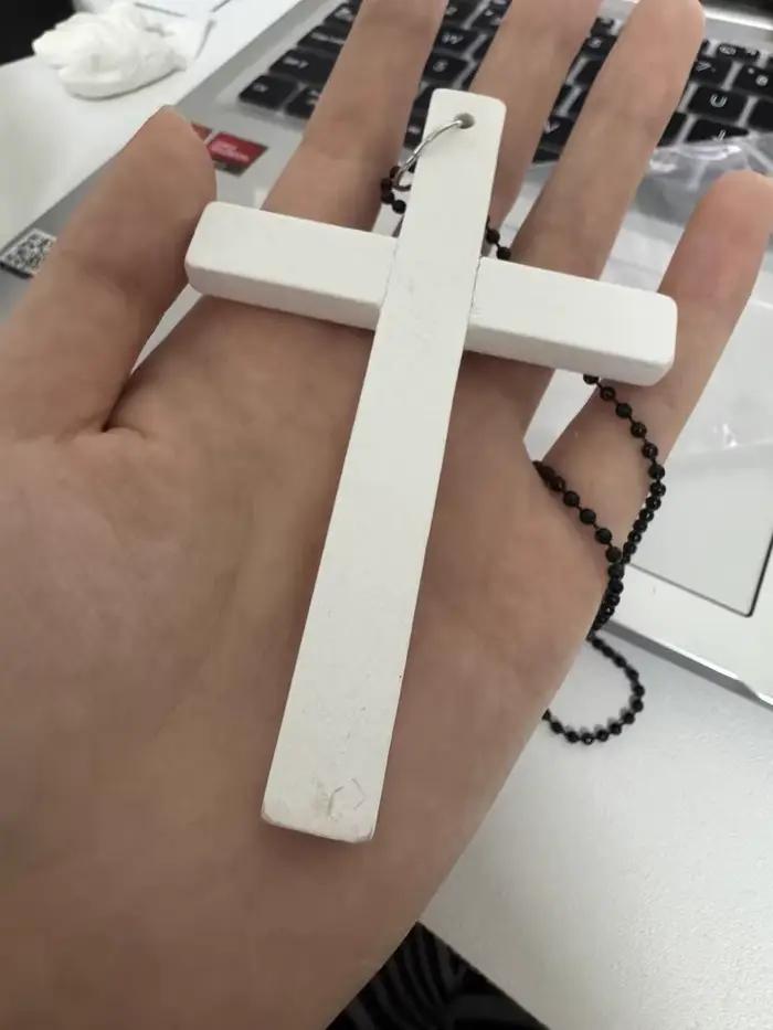 Collier Punk gothique avec pendentifs croix en bois, ras du cou, blanc et noir, Hip Hop, chaîne de pull, cadeaux, Y2k