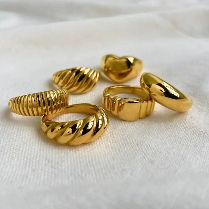 Bague texturée en acier inoxydable pour femme