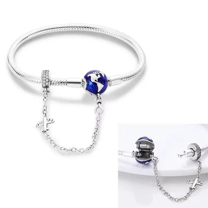 Bracelet en argent Disney, Original, feuille, trèfle, papillon, cœur, adapté pour la fabrication de pendentifs, perles, bijoux à la mode pour femmes