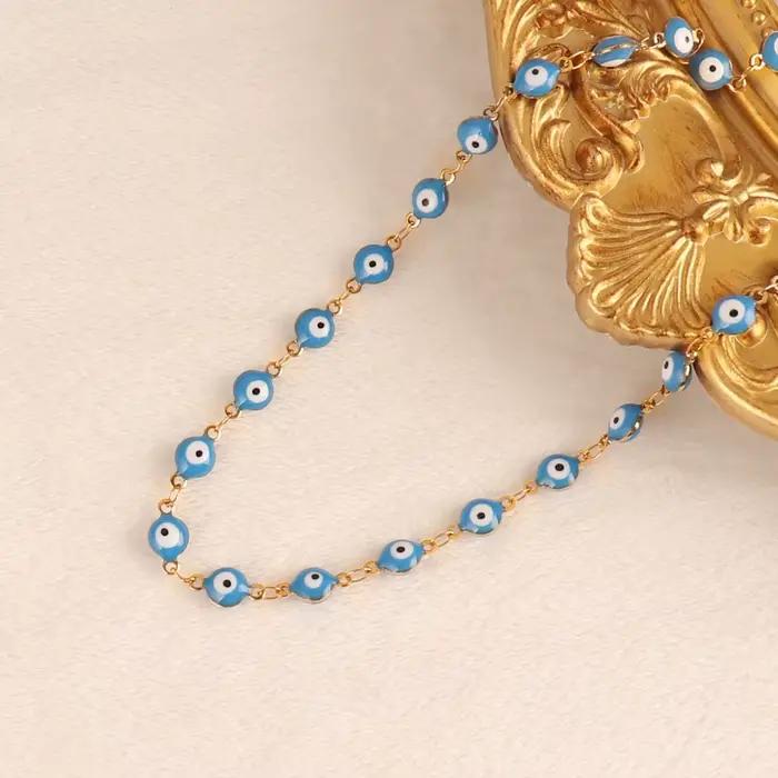 Collier en acier inoxydable 316L, couleur or, chaîne colorée contre le mauvais œil, colliers en émail pour femmes, ras du cou, bijoux cadeau