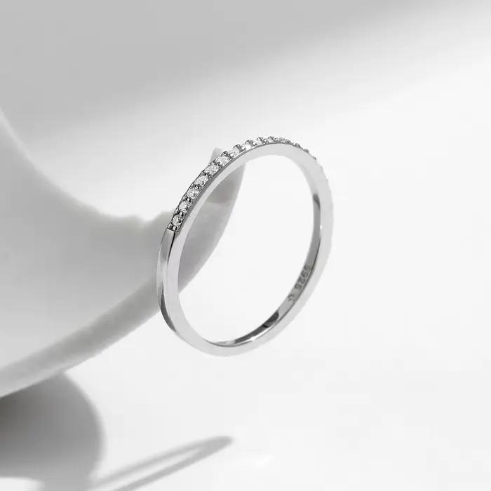 MODIAN Simple éternité Moissanite bague 925 en argent Sterling scintillant Simple mince anneaux de mariage pour les femmes bijoux fins