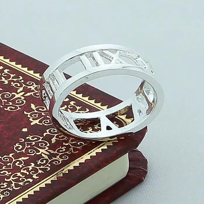 Bague ronde en argent Sterling 925 avec chiffres romains, taille 5-10, accessoires de bijoux à la mode pour femmes, cadeau romantique pour fête de fiançailles