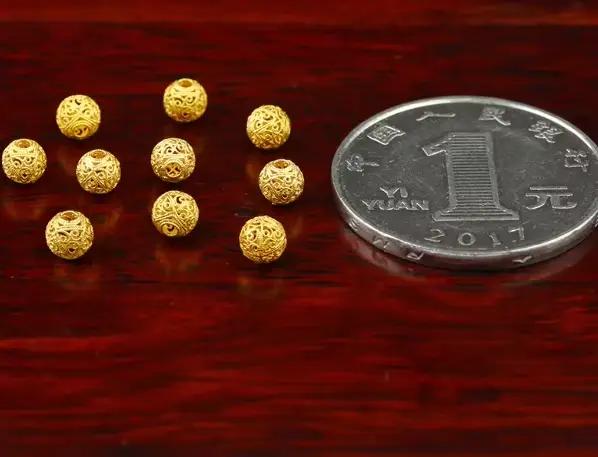 100% bijoux en or véritable perles en or 18 carats 4mm bracelet à bricoler soi-même perles en vrac accessoires de bijoux