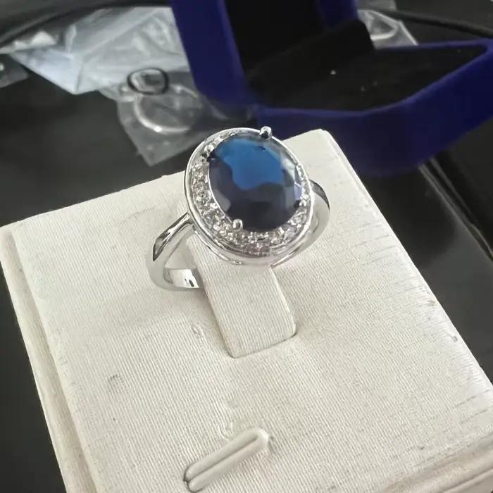 Royal Lab-Bague de fiançailles en or 10 carats avec saphir et diamant pour femme, bague de promesse, alliance, fête des patients, bijoux de doigt, cadeau