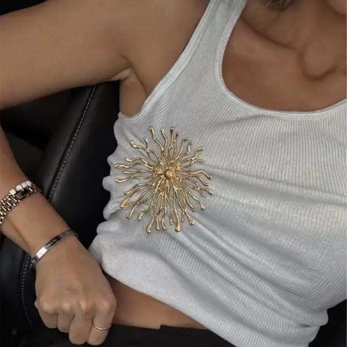 Nouvelles Broches Émail Abstrait Soleil Éclatant pour Femme et Unisexe, Épingles de Luxe, Accessoires Décontractés pour Fêtes, Cadeaux, Bijoux pour Amies
