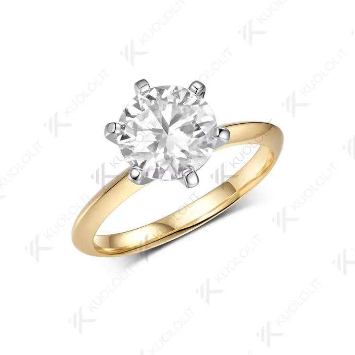 Bague Kuololit 1,5 carat en diamants de laboratoire IGI, sur mesure pour femme, en or jaune massif 14K 10K, idéale pour les cadeaux d'anniversaire, de Noël ou de fête