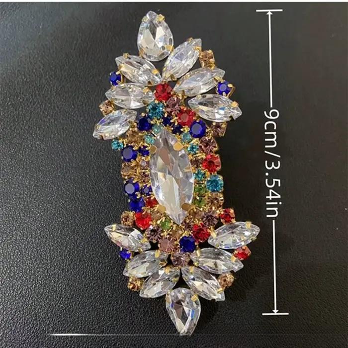 Grande bague réglable plaquée électrique, diamant d'eau coloré, ouvertures exagérées, accessoire à la mode pour femmes