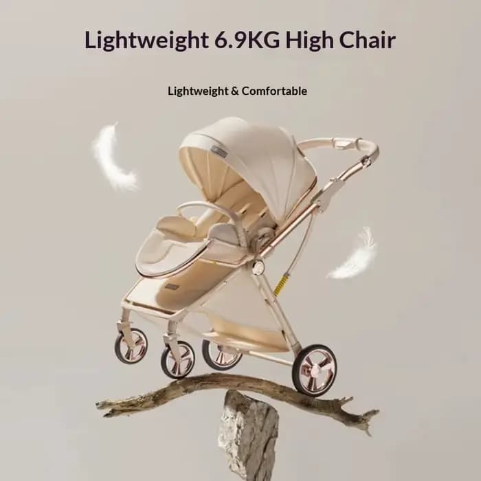 Poussette bébé légère 6,9 kg 0-3 ans, haute position, 2 en 1, pliable, pour s'asseoir et se coucher