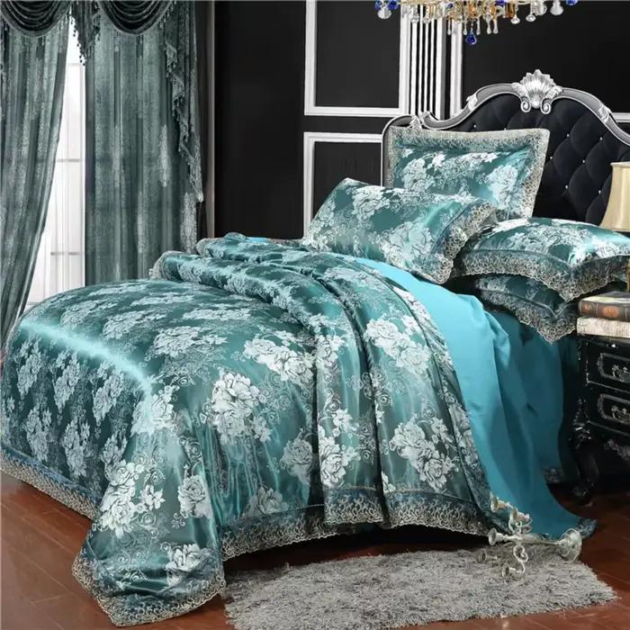 Ensemble de housse de couette dorée de luxe, ensemble de literie nordique en Satin Jacquard, ensemble de housse de couette Double Queen King pour la maison et la décoration