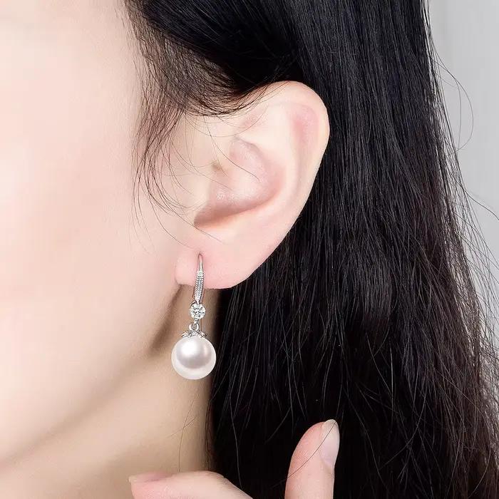 Boucles d'oreilles en argent Sterling 925, fleur en perles d'eau douce pour femmes, bijoux de luxe pour mariage, accessoires féminins élégants, cadeau à la mode