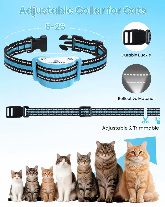 Collier anti-miaulement ultra-compact pour chats, NOUVEAU collier d'entraînement pour chats 2026 pour arrêter les miaulements, collier de dressage pour chats avec télécommande 3300FT