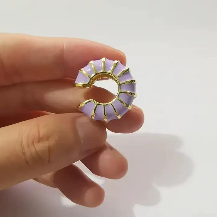 Clip d'oreille rond bohème en émail exquis pour femmes, Vintage, tempérament multicolore, boucles d'oreilles en forme de C, bijoux de fête et de vacances