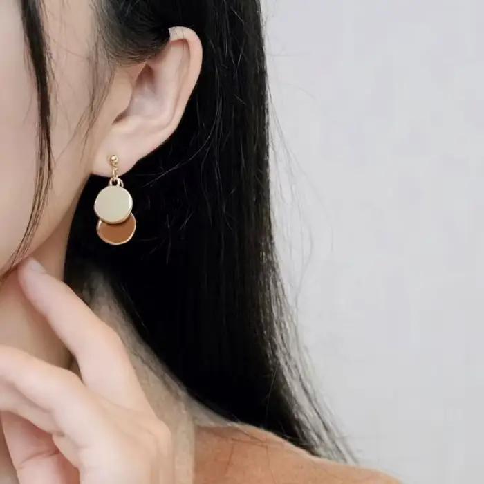 Maillard Style coloré à la mode Simple géométrique rond pendentif boucles d'oreilles pour les femmes élégant goutte d'huile boucles d'oreilles bijoux de fête