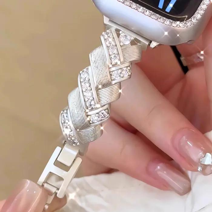 Bracelet pour femme pour Apple Watch, bracelet en métal avec diamants pour iWatch Series 10 9 8 7 SE Ultra 49 mm 42 mm 46 mm 41 mm 38 mm 40 mm 45 mm