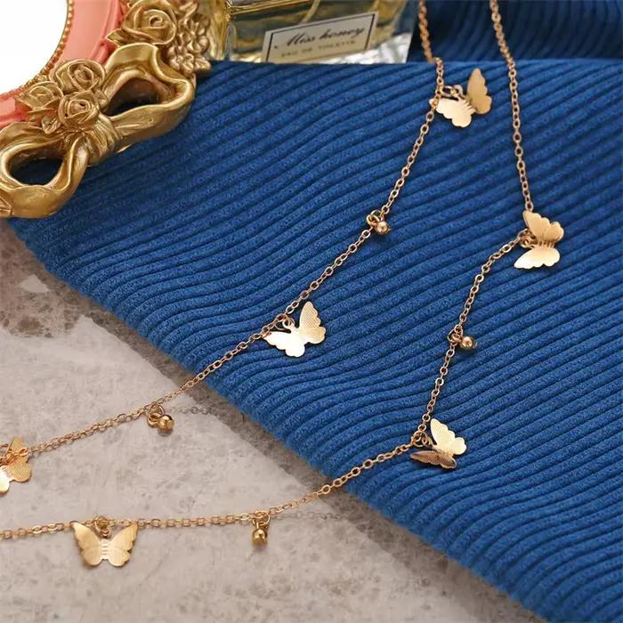 Collier papillon double couche pour femme, pendentif pour femme, style design, bijoux de connaissance chauds, cadeaux pour filles, mode