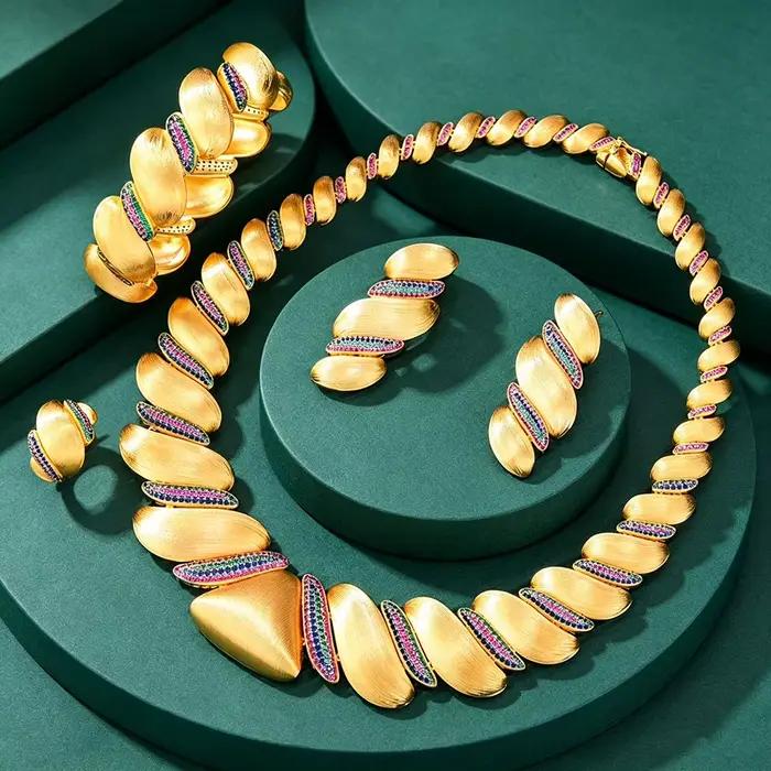 GODKI – ensemble de bijoux africains/indiens de luxe pour femmes, ensemble de bijoux de mariée en cristal de Zircon, pour fête de mariage, Dubaï, cadeau
