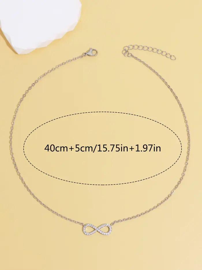 Collier avec pendentif infini en acier inoxydable pour femmes, Simple, classique, porte-bonheur, Zircon, Love You Forever, bijoux, cadeau d'anniversaire