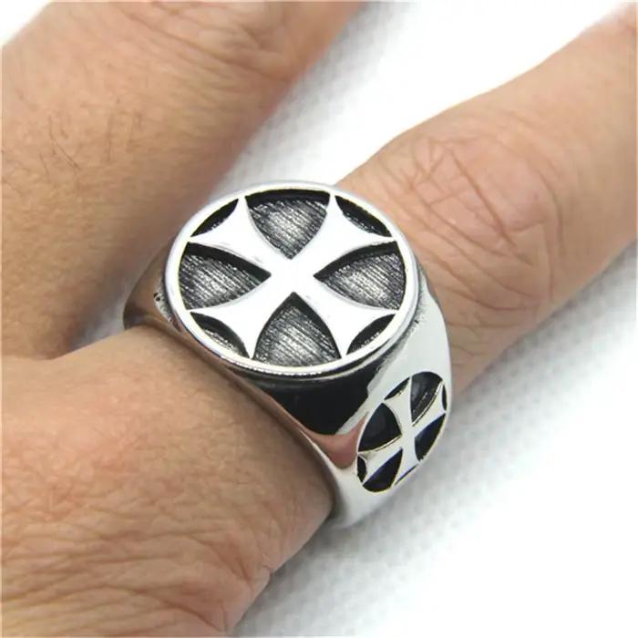 Bague croisée solide en acier inoxydable 316L, bijoux à la mode, Style Punk, croix de jésus pour hommes