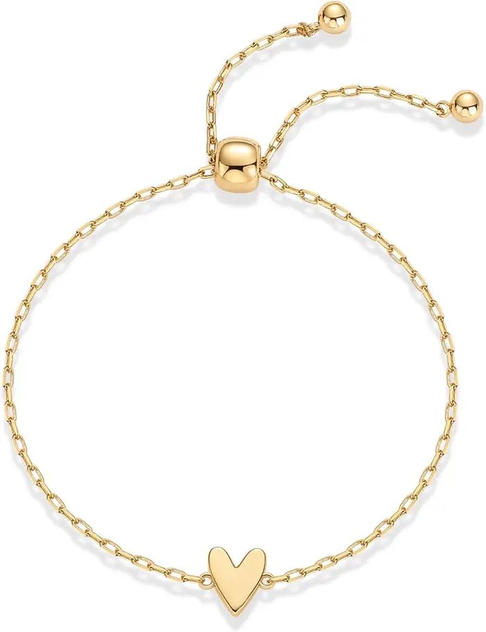 Ensemble de bracelets solitaire en acier inoxydable plaqué or 14 carats pour femmes, breloques en forme de cœur assorties, meilleur ami, amitié d'amour réglable