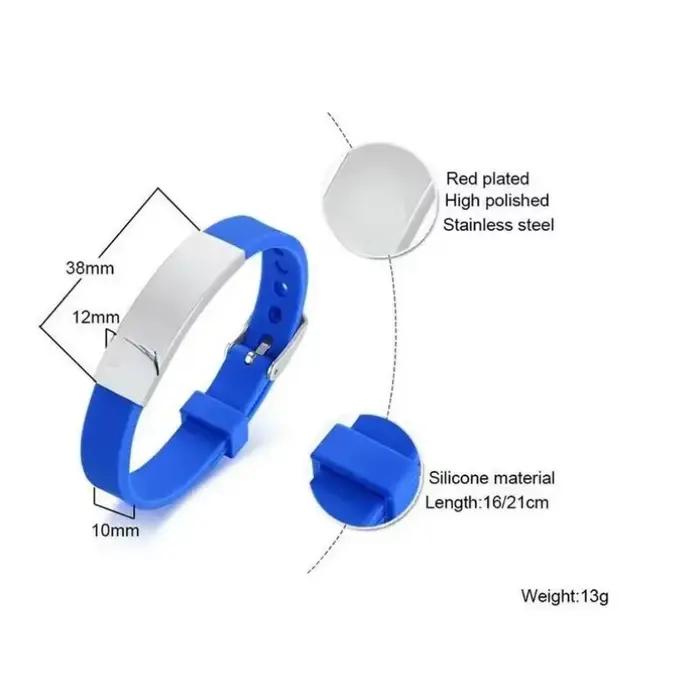 Bracelets d'alerte personnalisés gravés en acier inoxydable et silicone pour femmes, hommes et enfants – Gravure gratuite