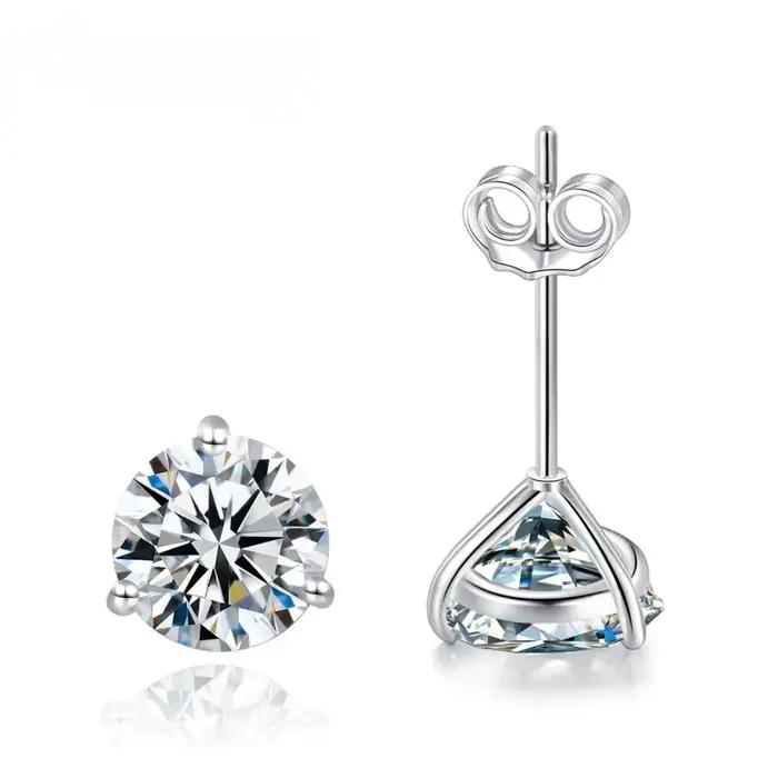 Gica Gema-Boucles d'oreilles à tige en diamant Moissanite pour femme, argent regardé S925, haute qualité, Rotterdam, bijoux de mariage étincelants, 0.5-1ct