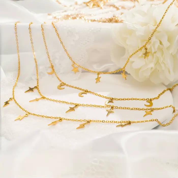 UHBINYCA Collier étoile simple et personnalisé pour filles, accessoires d'été imperméables en acier inoxydable poli