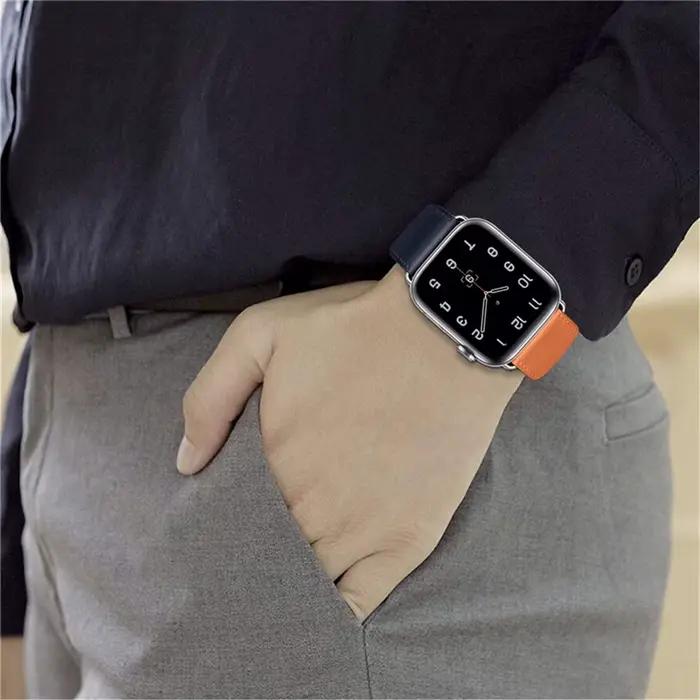 Bracelet en cuir pour bracelet de montre Apple 44mm 45mm 49mm 46mm 38mm 40mm 41 42mm bracelet d'affaires iWatch série Ultra 11 10 9 8 7 6 SE