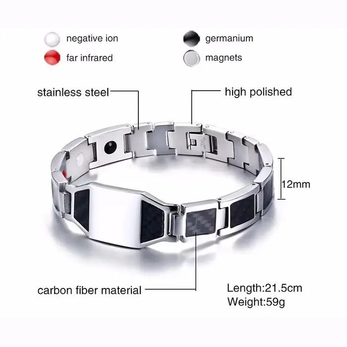 Vnox-Bracelets en fibre de carbone pour homme, acier inoxydable gravé, douze constellations, gémeaux et lion, énergie avec outil