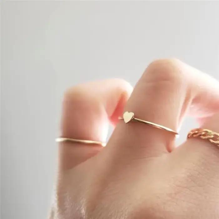 Bagues empilables en forme de cœur en or 14K rempli pour femmes occasions spéciales soirée élégante minimaliste romantique