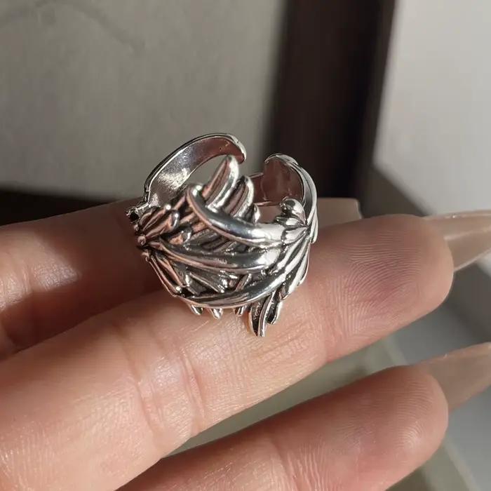 Bagues en argent Sterling 925 pour femmes et hommes, bague ouverte simple faite à la main, style vintage, pour cadeau d'anniversaire