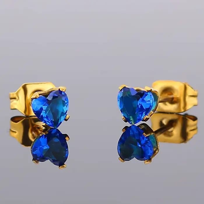 Uelf-Boucles d'oreilles coeur en cristal bleu pour femme